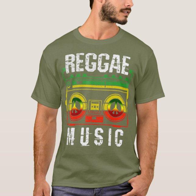 Camiseta Los hombres reggaen música paz y amor africano (Anverso)