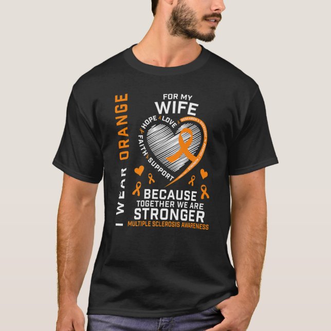 Camiseta Los Hombres Usan Naranja Para Mi Esclerosis Múltip (Anverso)