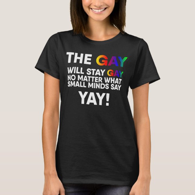Camiseta Los homosexuales seguirán siendo gay y el orgullo  (Anverso)