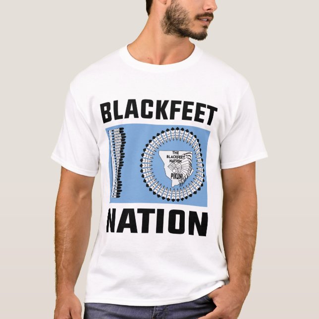 Camiseta los indios de los pies negros, la bandera de la na (Anverso)
