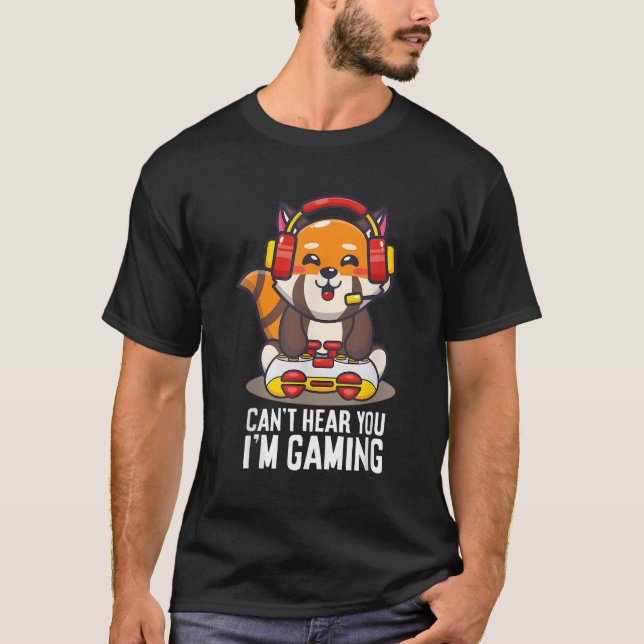 Camiseta Los Juegos De Panda Rojo No Pueden Oír Que Estoy J (Anverso)