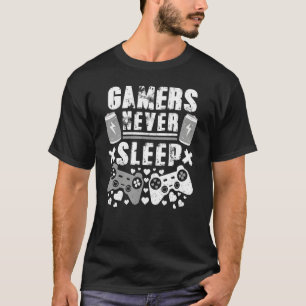 Camiseta Los jugadores nunca duermen Videojuegos de Corazón