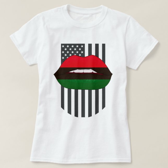 Camiseta Los labios africanos rojos verde verde meses de hi (Diseño del anverso)