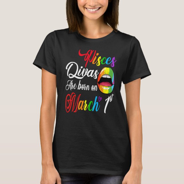Camiseta Los Labios De Arcoiris Pisces Chica Divas Nacieron (Anverso)