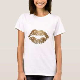 Camiseta Los labios de purpurina dorado, el estilo de lujo