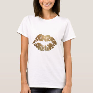 Camiseta Los labios de purpurina dorado, el estilo de lujo