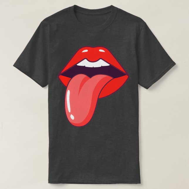 Camiseta Los labios rojos con lengua y la boca abierta son  (Diseño del anverso)
