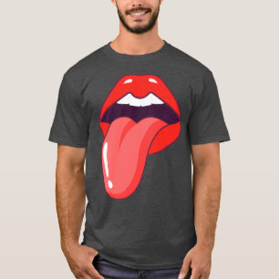 Camiseta Los labios rojos con lengua y la boca abierta son 