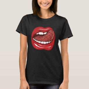 Camiseta Los labios rojos y la lengua leoparlante de la let
