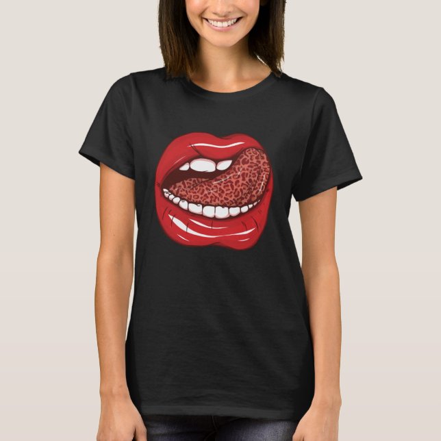 Camiseta Los labios rojos y la lengua leoparlante de la let (Anverso)
