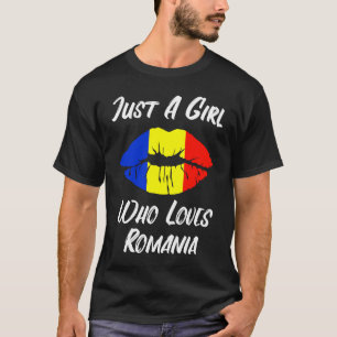 Camiseta Los labios y la boca aman la bandera rumana Rumani