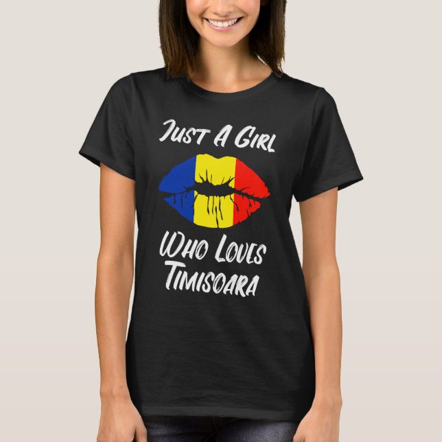 Camiseta Los labios y la boca aman la bandera rumana Timiso (Anverso)