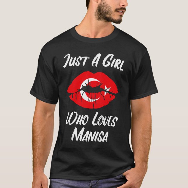 Camiseta Los labios y la boca aman la bandera turca Manisa (Anverso)