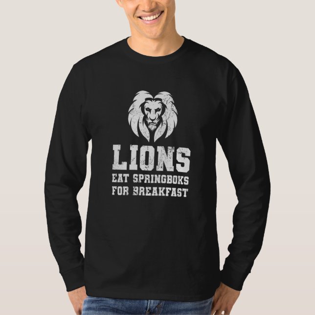 Camiseta Los leones comen Springboks Ventilador británico d (Anverso)