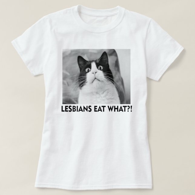 CAMISETA ¿¿¡¡LOS LESBIANOS COMEN QUÉ!?!? (Diseño del anverso)