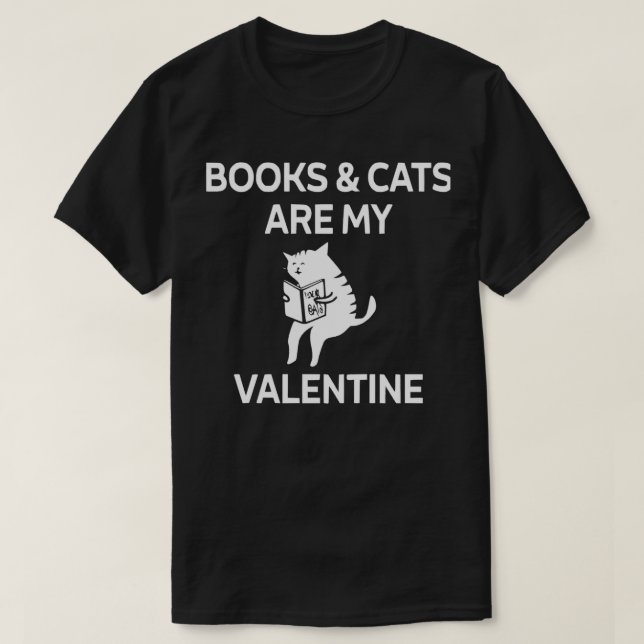Camiseta los libros y gatos son mi valentina (Diseño del anverso)