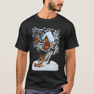 Camiseta Los lindos búhos y el bebé reno...