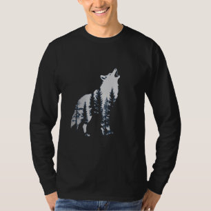 Camiseta Los lobos aullan frente a la luna y el lobo forest