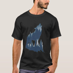 Camiseta Los lobos aullan frente a la luna y el lobo forest