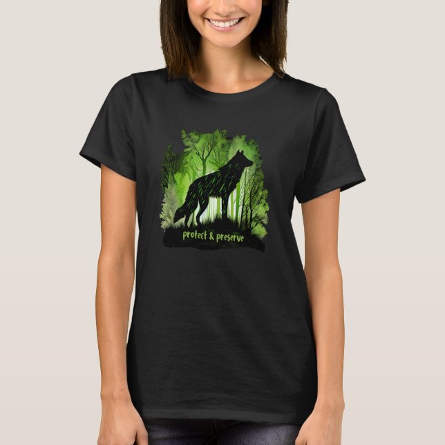 Camiseta Los lobos protegen la reserva natural de la natura (Anverso)