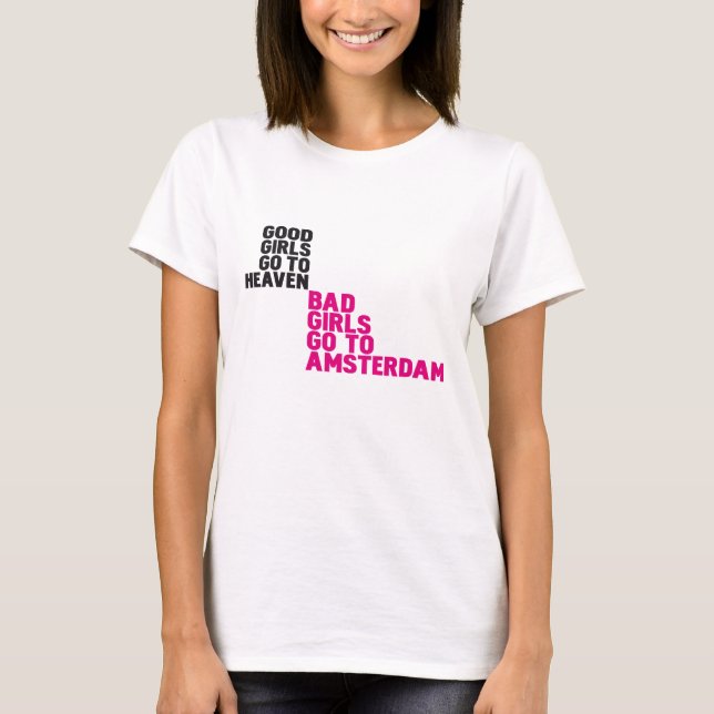 Camiseta Los malos chicas van a Amsterdam (Anverso)