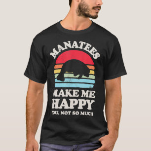 Camiseta Los Manatíes Me Hacen Feliz Gracioso Retro De Vaca
