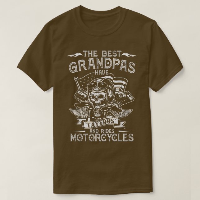 Camiseta Los mejores abuelitos tienen tatuajes y motociclet (Diseño del anverso)