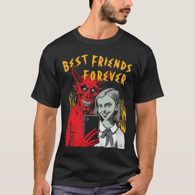 Camiseta Los Mejores Amigos Por Siempre Satanic Selfie Chic (Anverso)