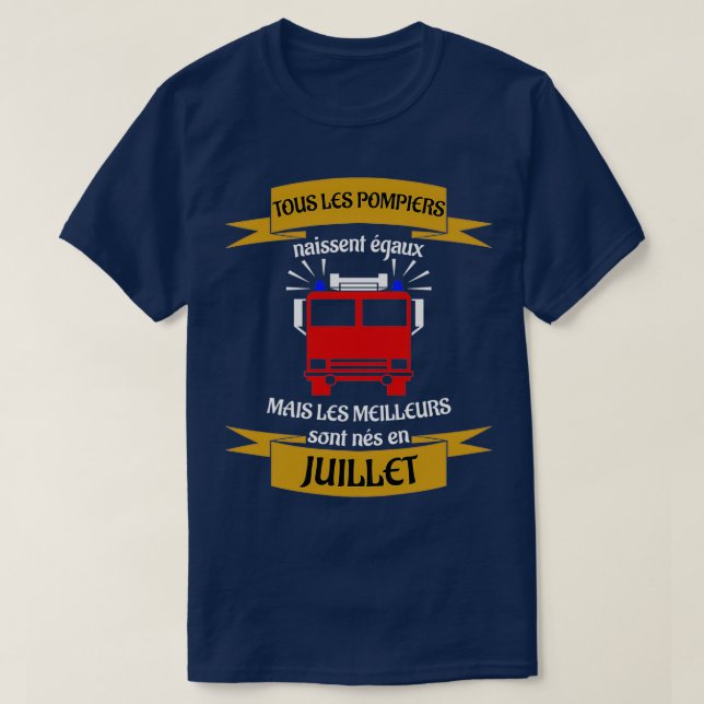 Camiseta Los mejores bomberos nacieron en julio (Diseño del anverso)