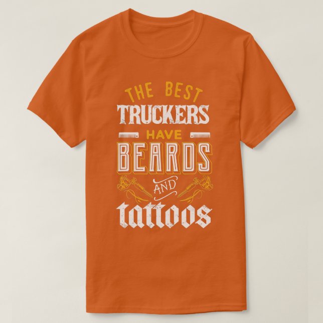 Camiseta Los mejores camioneros tienen barba attoos camione (Diseño del anverso)