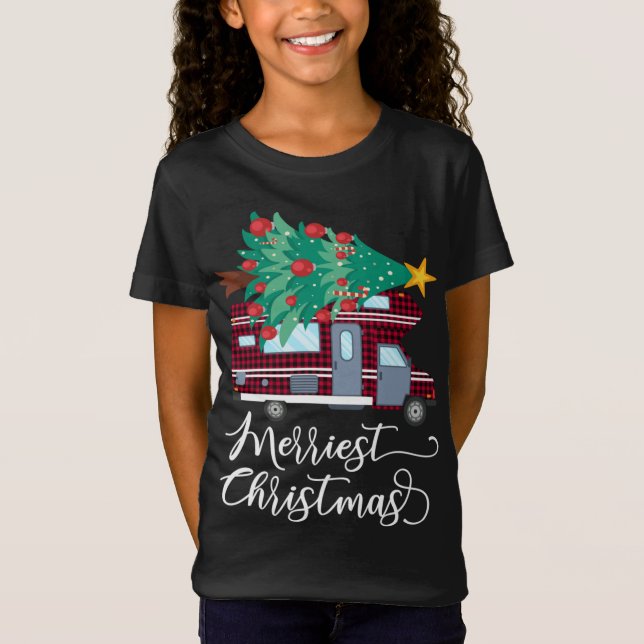 Camiseta Los mejores Navidades acampan Camper Xmas Rojo (Anverso)