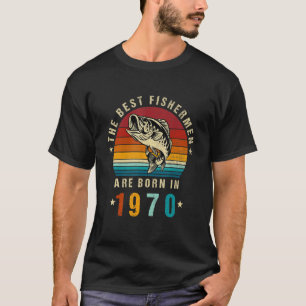 Camiseta Los mejores pescadores nacen en 1970 Vintage Fishi