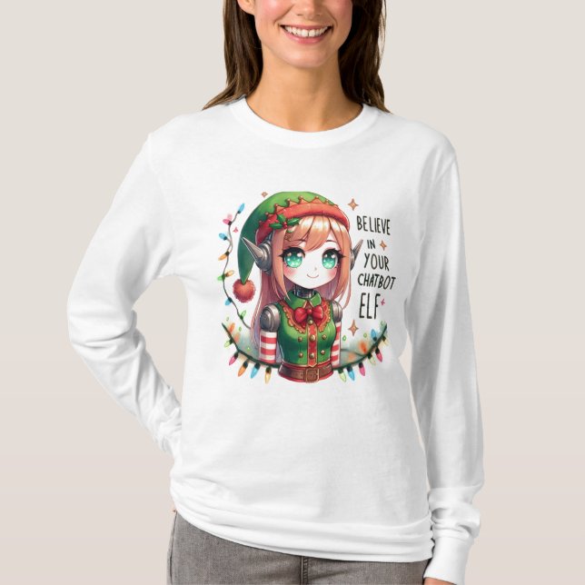 Camiseta Los memes de Chatbot, Navidades divertidos, creen  (Anverso)