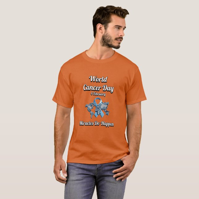 Camiseta Los Milagros Ocurren. Día Mundial del Cáncer. (Anverso completo)