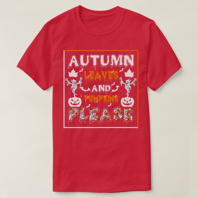 Camiseta Los monstruos de la calabaza del otoño se cuelgan  (Diseño del anverso)