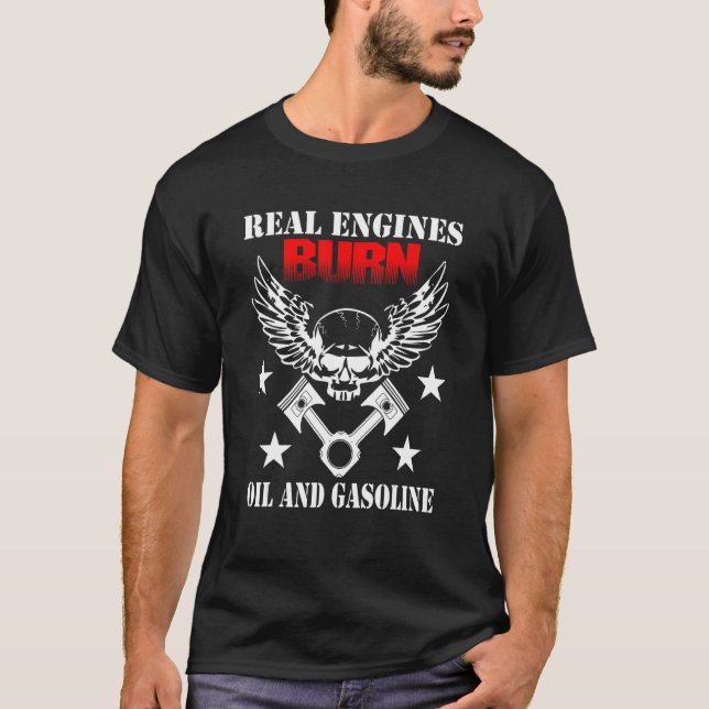 Camiseta Los Motores Reales Queman Petróleo Y Gasolina Dici (Anverso)