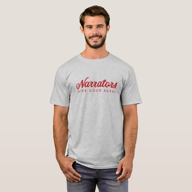 Camiseta Los narradores dan buen para hombre rojo (Anverso completo)