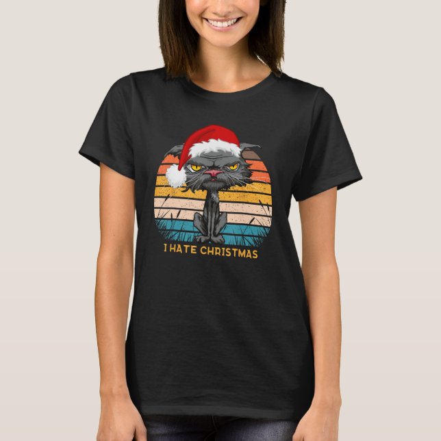 Camiseta Los Navidades anti-Navidades odian el gato retro s (Anverso)