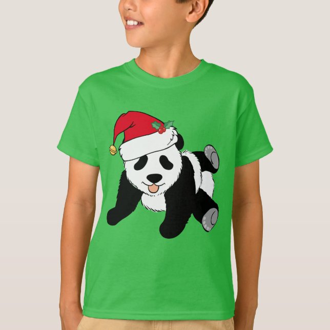 Camiseta Los Navidades bonitos del oso Panda en verde para  (Anverso)