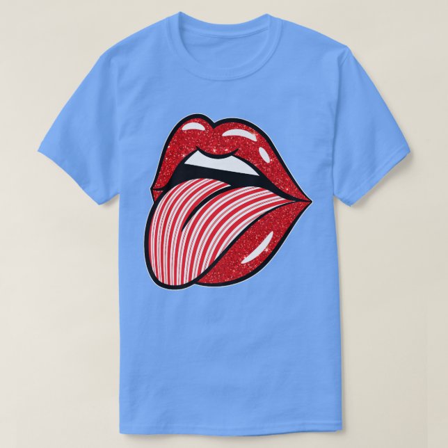 Camiseta Los Navidades Candy Cane Lips Tongue Costume Chica (Diseño del anverso)