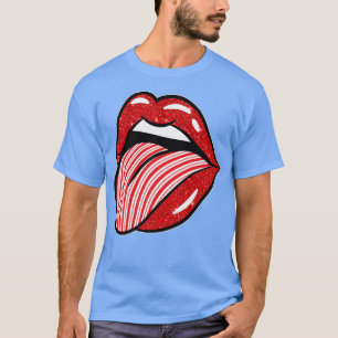 Camiseta Los Navidades Candy Cane Lips Tongue Costume Chica