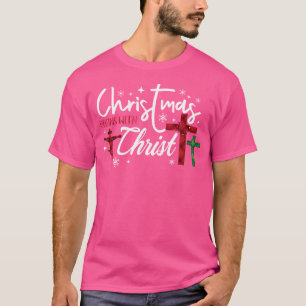 Camiseta Los navidades comienzan con Cristo Jesús cruzando