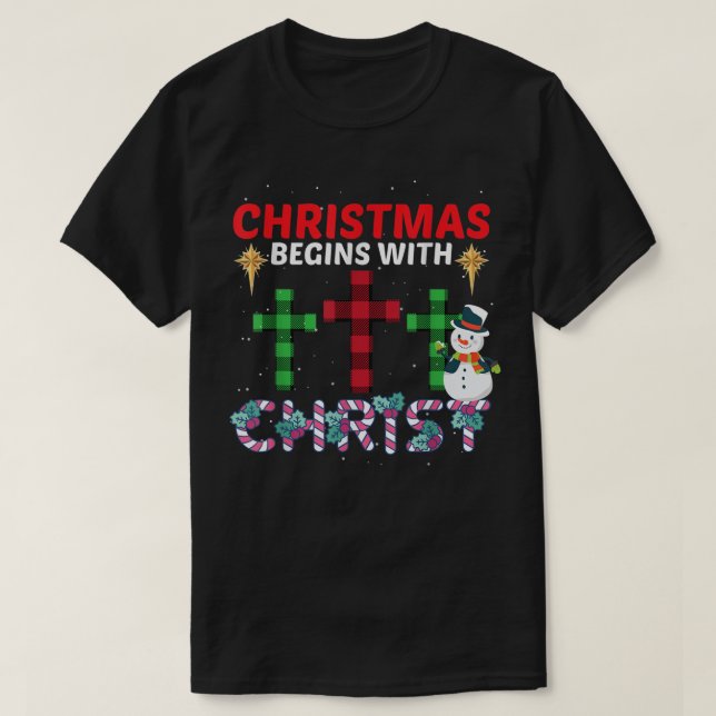 Camiseta Los navidades comienzan con Cristo Nieto Rel crist (Diseño del anverso)