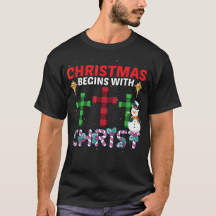 Camiseta Los navidades comienzan con Cristo Nieto Rel crist