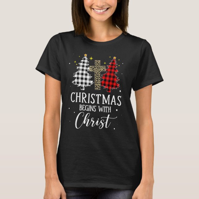 Camiseta Los navidades comienzan con el Cristo Jesús cruzad (Anverso)