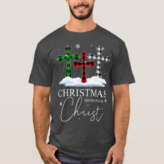 Camiseta Los navidades comienzan con el Cristo Jesús cruzad