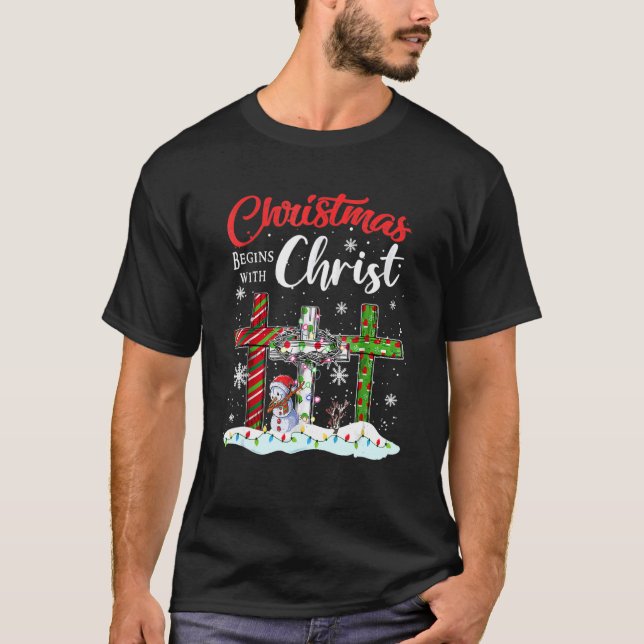 Camiseta Los navidades comienzan con el Cristo Noche Snowma (Anverso)