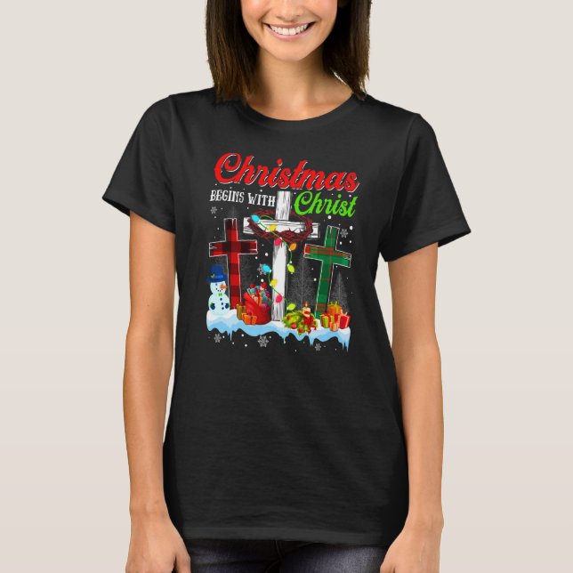 Camiseta Los navidades comienzan con la Navidad cristiana e (Anverso)