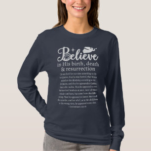 Camiseta Los navidades creen que Jesús Natividad Azul Manga
