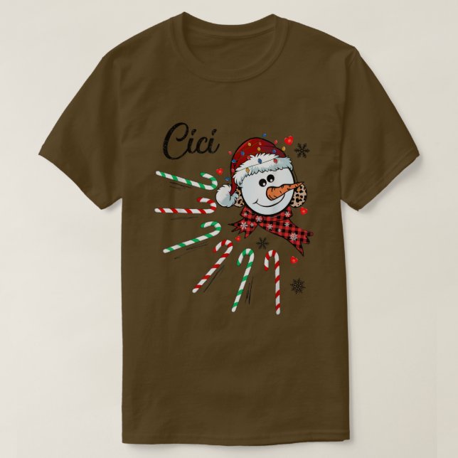 Camiseta Los Navidades de Candy Cane de Cici Snowman navide (Diseño del anverso)